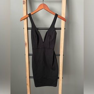 Lulus Black Body Con Mini Dress with Low Cut Neckline Size XS